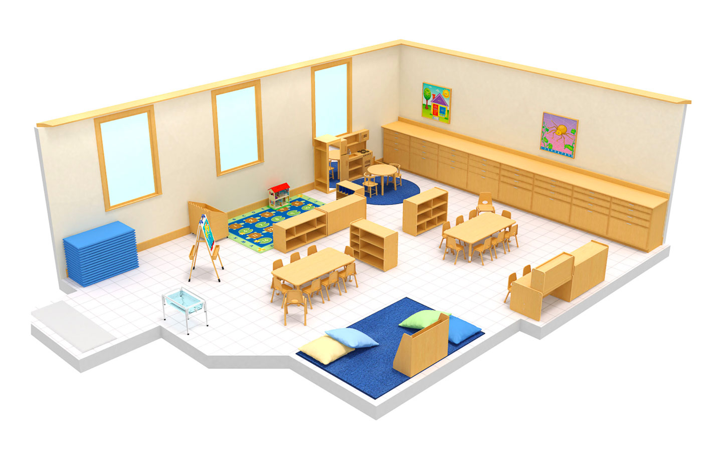 Version two 3D image of preschool in Fort Myers classroom at Connection Point Early Learning Center